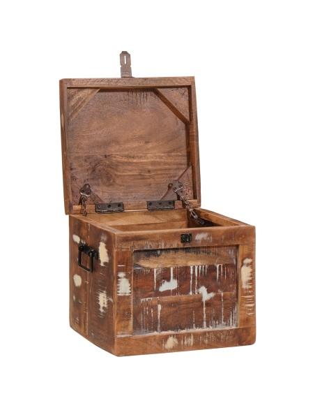 Scatola di Stoccaggio con porta Marrone Legno di mango massello