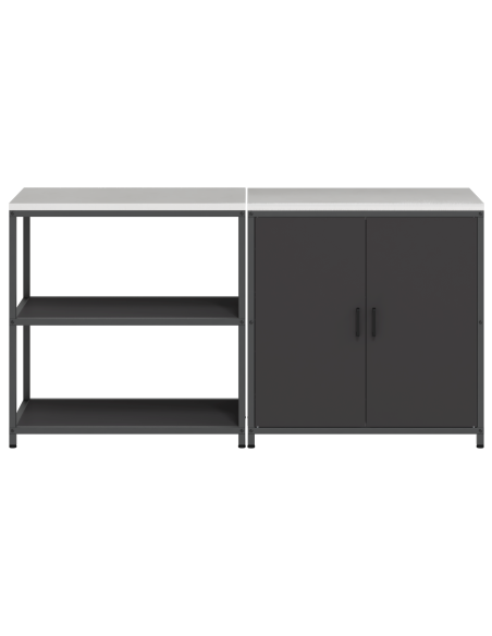 Set di Stoccaggio per Cucina 2 pcs Nero 150 x 50 x 92 cm