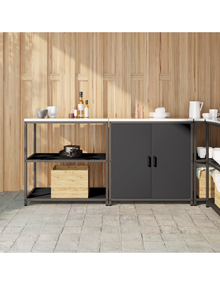 Set di Stoccaggio per Cucina 2 pcs Nero 150 x 50 x 92 cm