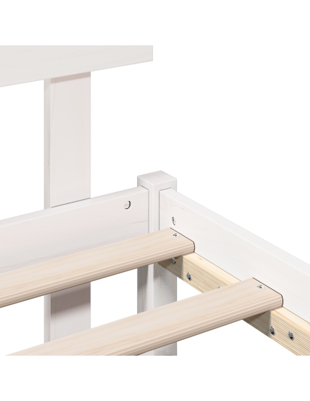 Struttura Letto con Testiera Bianca 80x200 cm Legno Massello di Pino