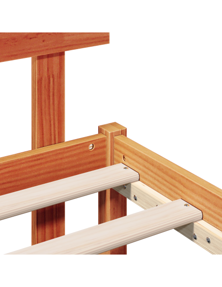 Struttura letto con testiera marrone cerato 80x200 cm in legno massello di pino