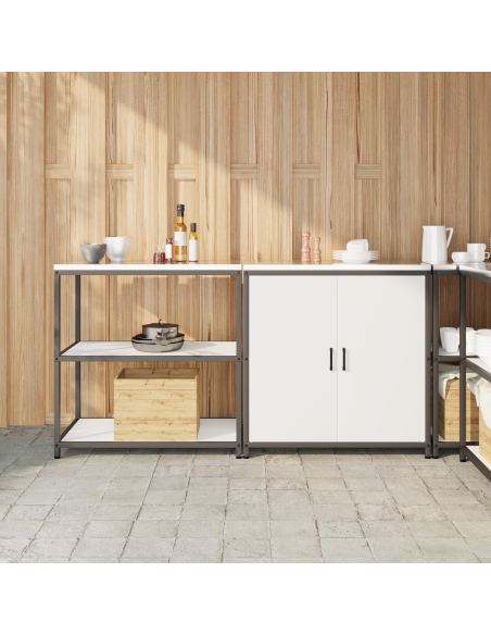 Set di Stoccaggio per Cucina 2 pcs Bianco 150 x 50 x 92 cm