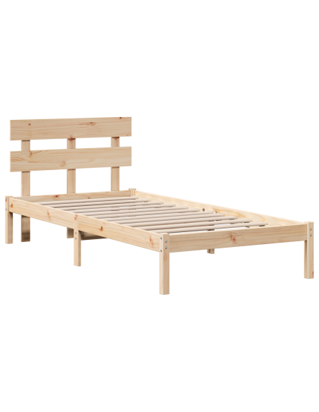 Struttura Letto con Testiera 90x200 cm Legno Massello di Pino