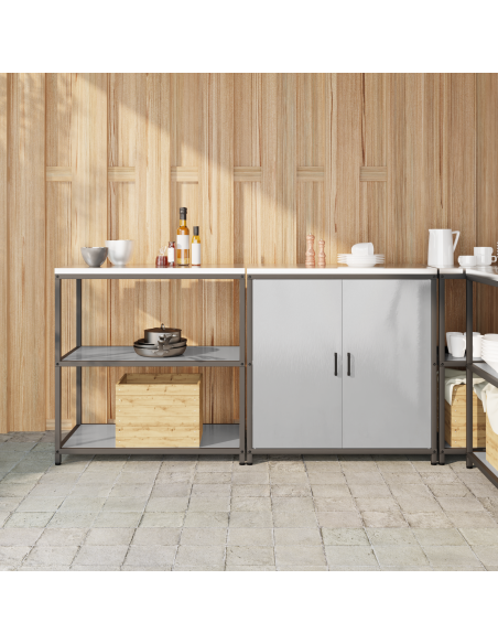 Set di Stoccaggio per Cucina 2 pcs Argento 150 x 50 x 92 cm