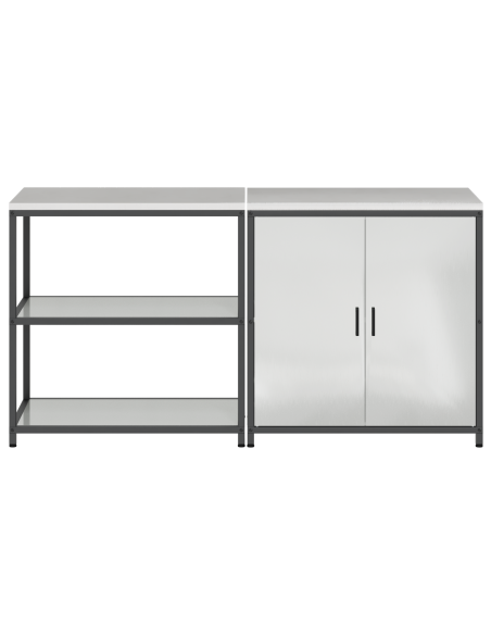 Set di Stoccaggio per Cucina 2 pcs Argento 150 x 50 x 92 cm