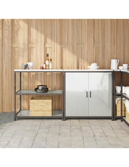 Set di Stoccaggio per Cucina 2 pcs Argento 150 x 50 x 92 cm