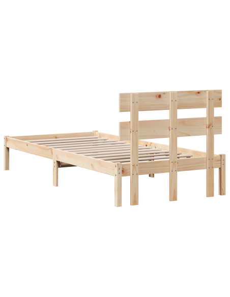 Struttura Letto con Testata 75x190 cm Legno Massello di Pino