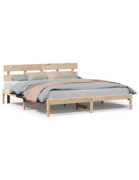 Struttura letto con testata 200x200 cm Legno massello di pino
