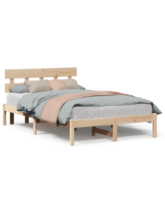 Struttura del letto Marrone 140 x 190 cm Legno massello di pino 2