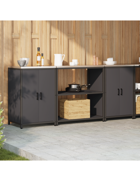 Set di Stoccaggio per Cucina 3 pcs Nero 210 x 50 x 92 cm