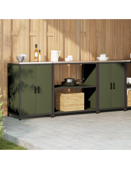 Set di Stoccaggio per Cucina con lo scaffale 3 pcs Verde oliva