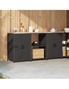 Set di Stoccaggio per Cucina con lo scaffale 3 pcs Nero