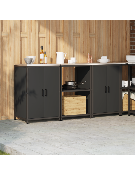 Set di Stoccaggio per Cucina 3 pcs Nero 180 x 50 x 92 cm