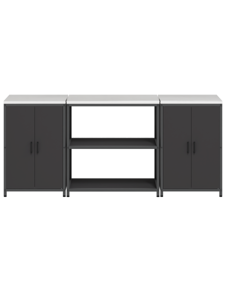 Set di Stoccaggio per Cucina 3 pcs Nero 210 x 50 x 92 cm