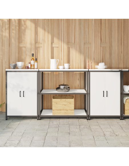 Set di Stoccaggio per Cucina 3 pcs Bianco 210 x 50 x 92 cm