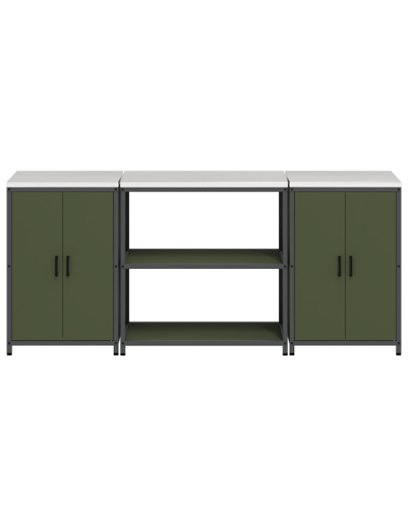 Set di Stoccaggio per Cucina 3 pcs Verde oliva 210 x 50 x 92 cm