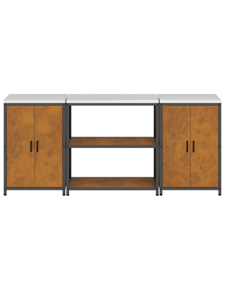 Set di Stoccaggio per Cucina 3 pcs Ruggine 210 x 50 x 92 cm