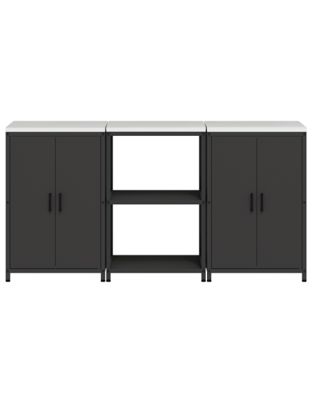Set di Stoccaggio per Cucina 3 pcs Nero 180 x 50 x 92 cm