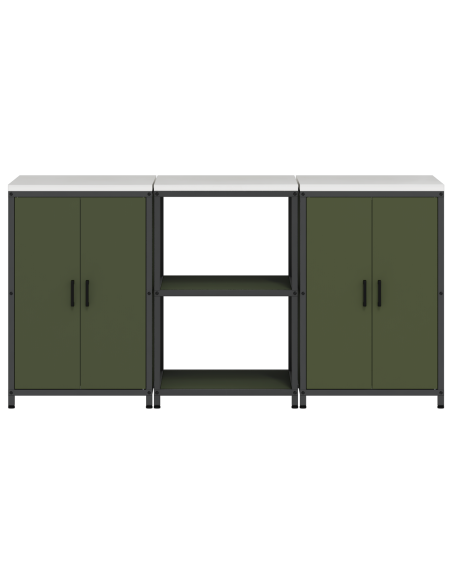 Set di Stoccaggio per Cucina con lo scaffale 3 pcs Verde oliva