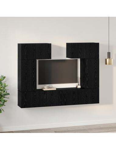 Set mobile TV 6 pcs Rovere Nero Legno multistrato