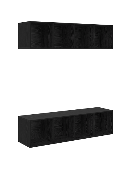 Set mobile TV 2 pcs Rovere nero 37 x 37 x 142.5 cm