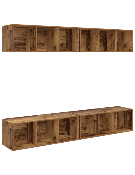 Mobile TV da Parete 4 pcs Legno antico 37 x 37 x 107.5 cm