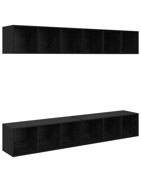 Mobile TV da Parete 4 pcs Rovere nero 37 x 37 x 107.5 cm