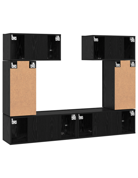 Set mobile TV con lo scaffale 6 pcs Rovere nero 80 x 30 x 30 cm