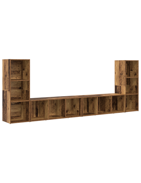 Mobile TV con lo scaffale 4 pcs Legno Antico 37 x 35 x 107.5 cm