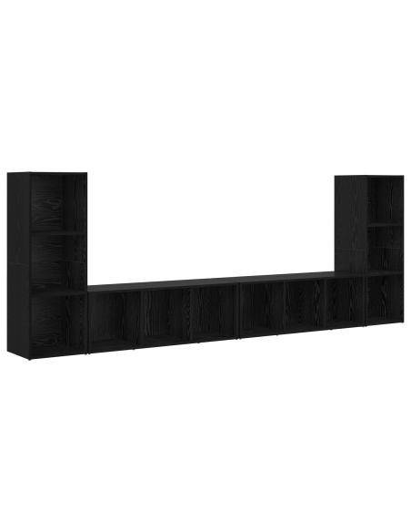 Mobile TV con lo scaffale 4 pcs Rovere Nero 37 x 35 x 107.5 cm