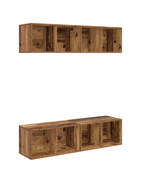 Mobile TV da Parete 4 pcs Legno antico 37 x 37 x 72 cm