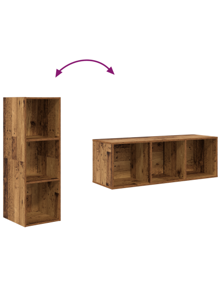 Mobile TV da Parete 4 pcs Legno antico 37 x 37 x 107.5 cm