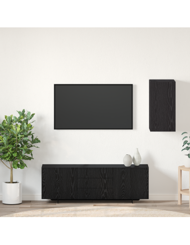 Mobile TV da Parete Rovere Nero 30,5 x 30 x 60 cm