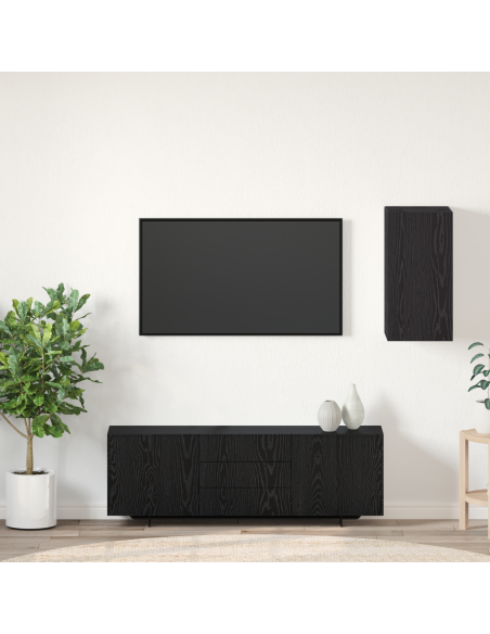 Unità TV con lo scaffale Altro con archiviazione con porta Rovere nero Legno multistrato