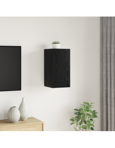 Mobile TV da Parete Rovere Nero 30,5 x 30 x 60 cm
