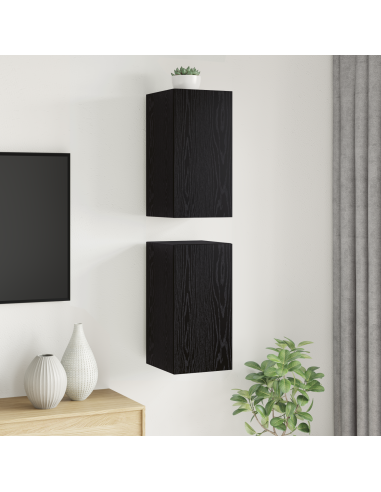 Mobile TV da Parete 2 pcs Rovere Nero 30,5 x 30 x 60 cm