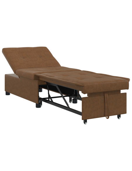 Divano Letto 3-in-1 Marrone in Pelle Scamosciata Sintetica