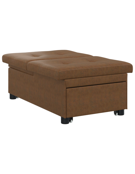 Divano Letto 3-in-1 Marrone in Pelle Scamosciata Sintetica