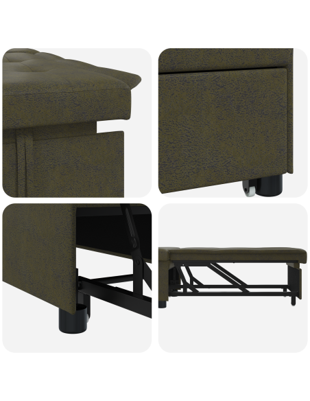 Divano Letto 3-in-1 Estraibile Grigio Scuro in Microfibra