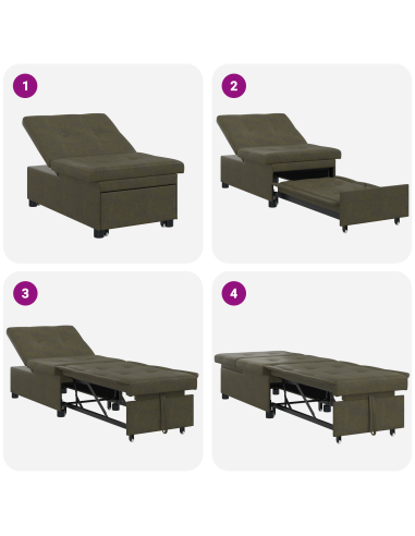 Divano letto Grigio scuro 194 x 67 x 82 cm Tessuto Huahua