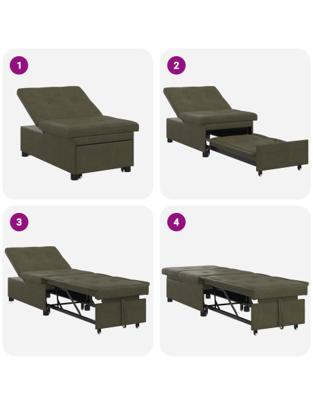 Divano Letto 3-in-1 Estraibile Grigio Scuro in Microfibra