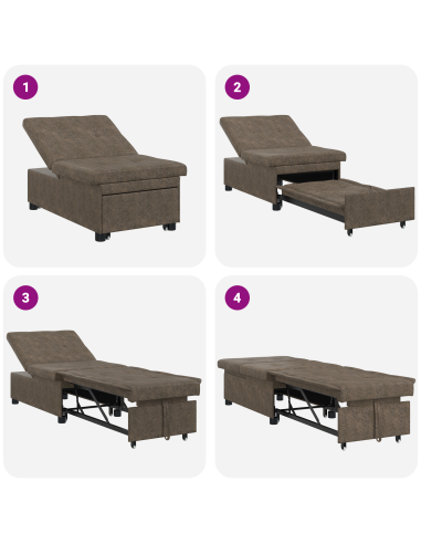 Divano letto Verde militare 194 x 67 x 82 cm Tessuto Huahua