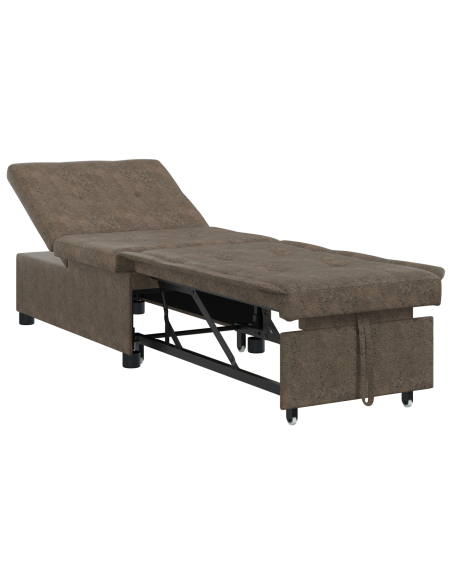 Divano letto 3 in 1 Design Estraibile Verde Militare in Similpelle Scamosciata
