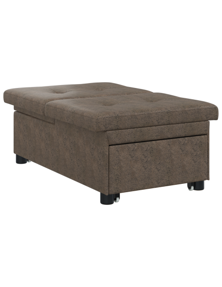 Divano letto 3 in 1 Design Estraibile Verde Militare in Similpelle Scamosciata