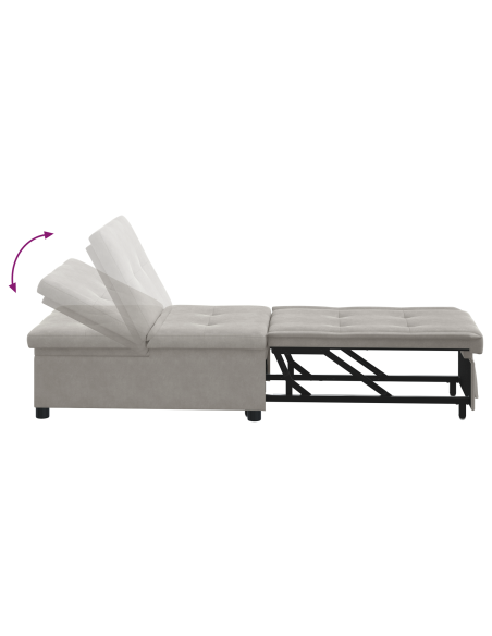 Divano Letto 3-in-1 Design Estraibile Tessuto Grigio Chiaro