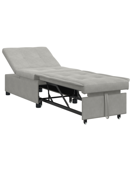 Divano Letto 3-in-1 Design Estraibile Tessuto Grigio Chiaro