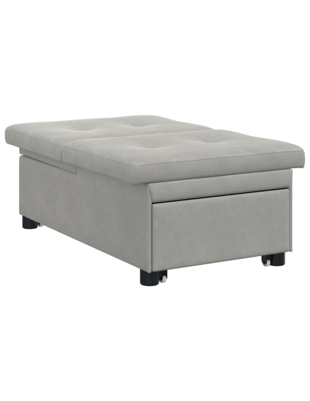 Divano Letto 3-in-1 Design Estraibile Tessuto Grigio Chiaro