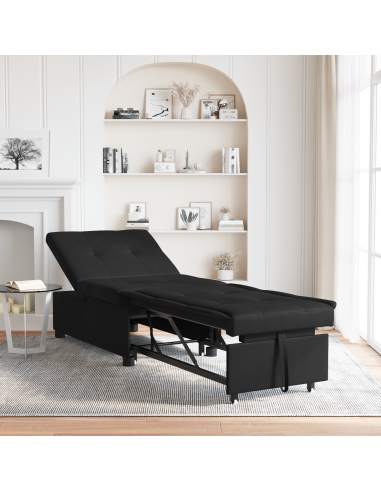 Divano Letto Estraibile 67cm Nero Microfibra