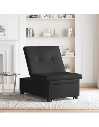 Divano Letto Estraibile 67cm Nero Microfibra