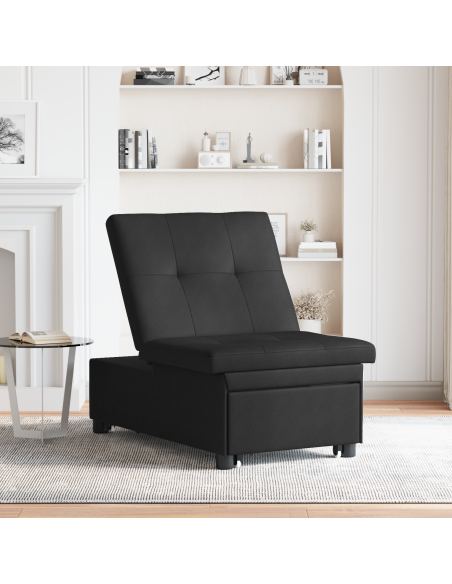 Divano Letto 3 in 1 Design Estraibile Tessuto Nero